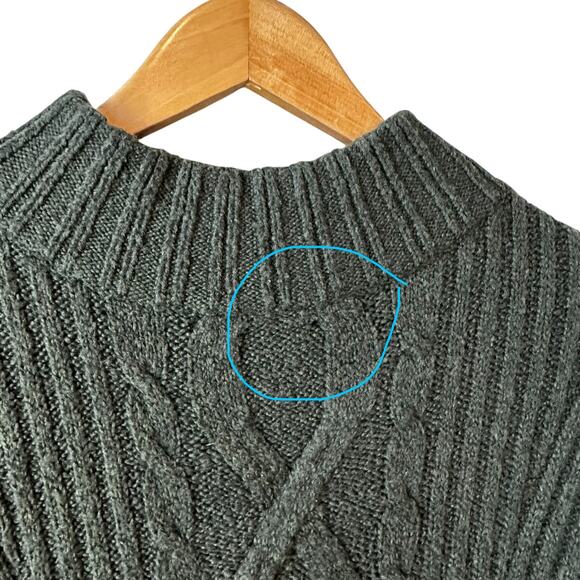 Abercrombie & Fitch Womens Cable Knit Mockneck Sweater Green S Fisherman Classic - Picture 10 of 10